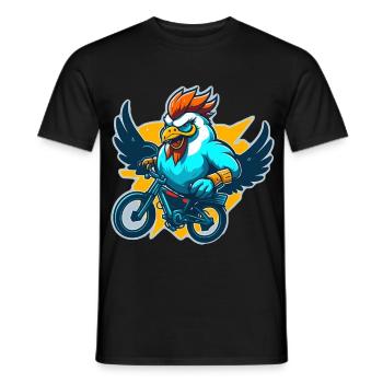 Coq avec vélo - T-shirt homme - noir - Devant - AI Model Male 178 light (178cm)