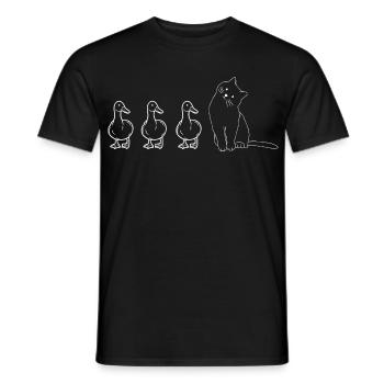 Cute Animals Ducks and Cat - Men's T-Shirt - black - Front - AI Model Male 178 light (178cm)