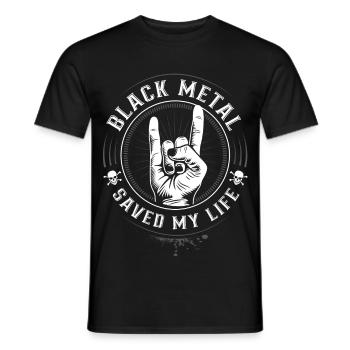 Black Metal saved my Life - Mano cornuta - Men's T-Shirt - black - Front - AI Model Male 178 light (178cm)