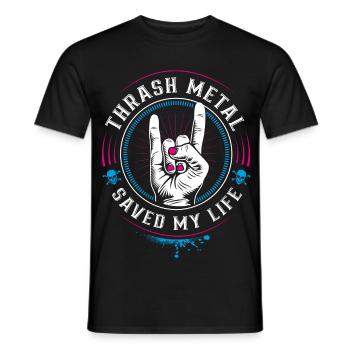 Thrash Metal saved my Life - Mano cornuta - Men's T-Shirt - black - Front - AI Model Male 178 light (178cm)