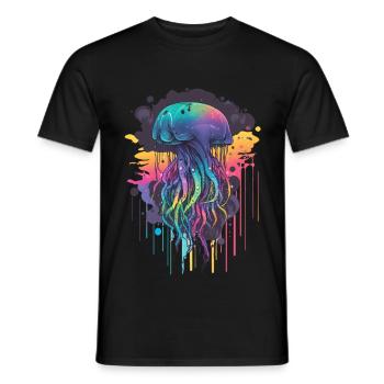 Grandes méduses colorées - T-shirt homme - noir - Devant - AI Model Male 178 light (178cm)