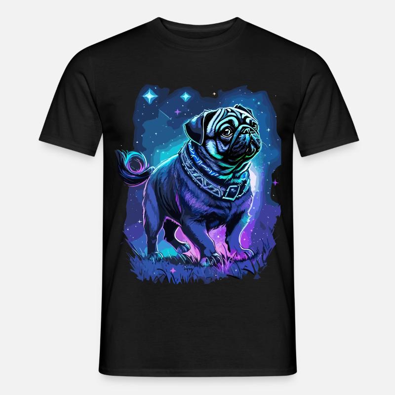 Mops Hund Mitternachtszauber - Männer T-Shirt - Schwarz