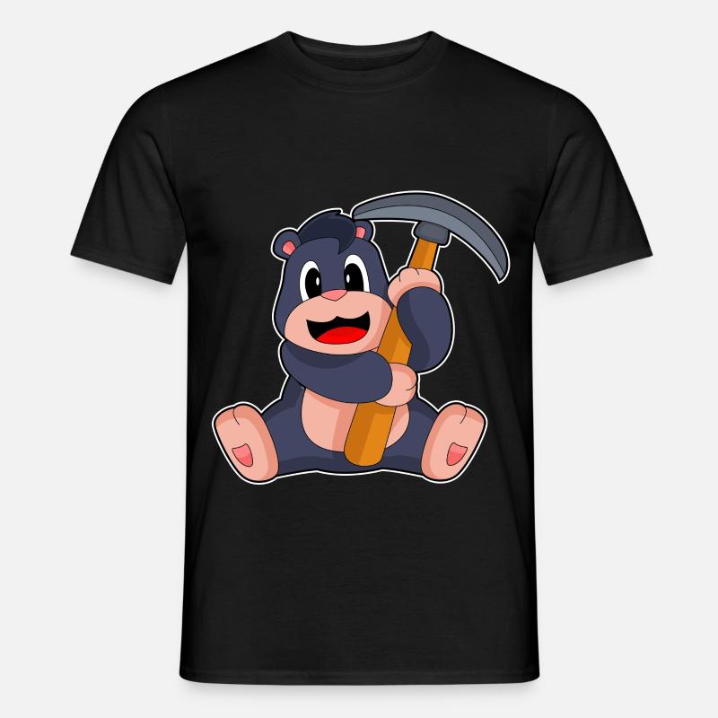 Maulwurf Bergarbeiter Spitzhacke - Männer T-Shirt - Schwarz