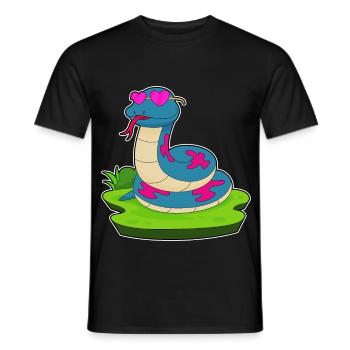 Snake Glasses - Men's T-Shirt - black - Front - AI Model Male 178 light (178cm)