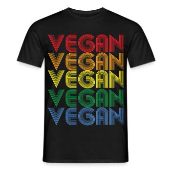 Regenbogen VEGAN Statement - Männer T-Shirt - Schwarz - Vorne - AI Model Male 178 light (178cm)