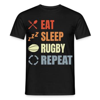 Eat Sleep Rugby Repeat - Men's T-Shirt - black - Front - AI Model Male 178 light (178cm)