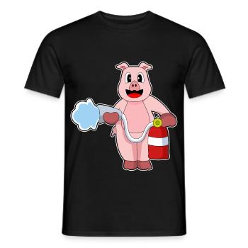 Schwein Feuerwehrmann Feuerwehrschlauch Feuerwehr - Männer T-Shirt - Schwarz - Vorne - AI Model Male 178 light (178cm)