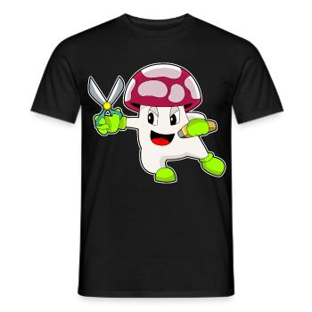 Ciseaux de coiffeur aux champignons - T-shirt homme - noir - Devant - AI Model Male 178 light (178cm)