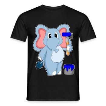 Peintre d’éléphants peinture à rouleaux - T-shirt homme - noir - Devant - AI Model Male 178 light (178cm)