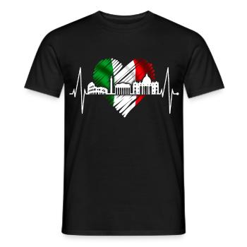 Rome Colisée Heartbeat Roma Skyline Rome Italie - T-shirt homme - noir - Devant - AI Model Male 178 light (178cm)