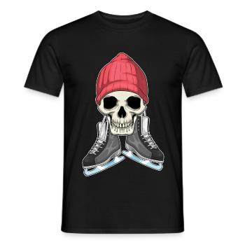 Skull Ice Skating Skates - Men's T-Shirt - black - Front - AI Model Male 178 light (178cm)