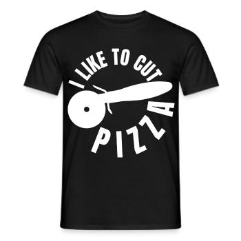 I like to slice pizza - Men's T-Shirt - black - Front - AI Model Male 178 light (178cm)