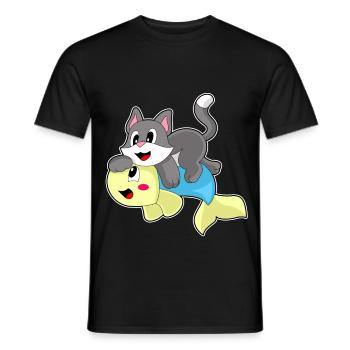 Katze Fisch - Männer T-Shirt - Schwarz - Vorne - AI Model Male 178 light (178cm)