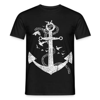 Distressed Anchor Maritime Design - Männer T-Shirt - Schwarz - Vorne - AI Model Male 178 light (178cm)
