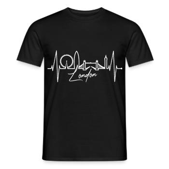 London Heartbeat Skyline England Heart Union Jack - Men's T-Shirt - black - Front - AI Model Male 178 light (178cm)