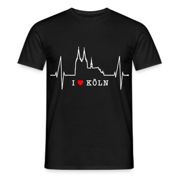 Cologne Skyline Heartbeat Heart Kölsch Love Cologne - T-shirt homme - noir - Devant - AI Model Male 178 light (178cm)