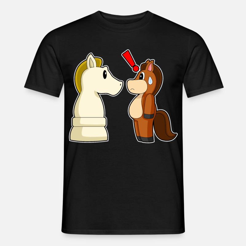 Pferd Schachfigur Springer Schach - Männer T-Shirt - Schwarz