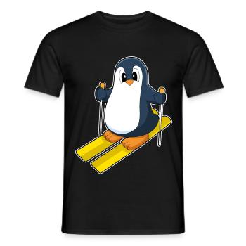 Pinguin Skifahrer Ski Wintersport - Männer T-Shirt - Schwarz - Vorne - AI Model Male 178 light (178cm)