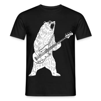 Polar bear guitarist - Men's T-Shirt - black - Front - AI Model Male 178 light (178cm)