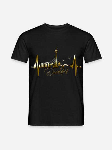 Düsseldorf Skyline Herzschlag Liebe Düsseldorfer - Männer T-Shirt - Schwarz