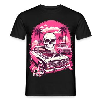 Voiture classique et crâne - T-shirt homme - noir - Devant - AI Model Male 178 light (178cm)