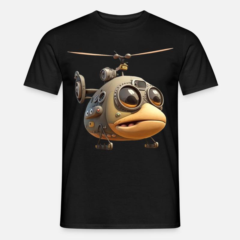 Comic Hubschrauber - Männer T-Shirt - Schwarz