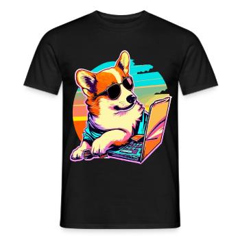 Corgi Dog Welsh Corgi Dog Lover - Men's T-Shirt - black - Front - AI Model Male 178 light (178cm)