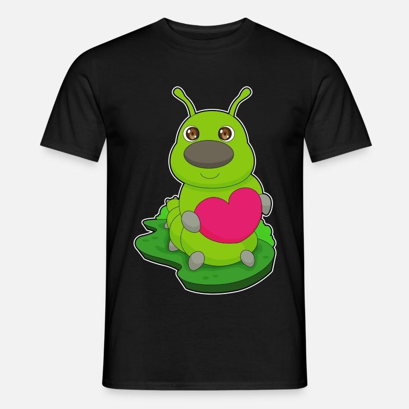 Raupe Herz - Männer T-Shirt - Schwarz