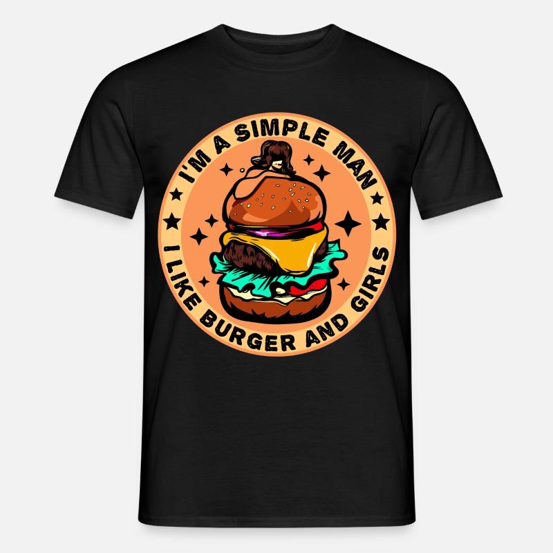 Burger Cheeseburger liebe - einfacher Mann - Männer T-Shirt - Schwarz
