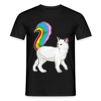 Katze Regenbogen - Männer T-Shirt - Schwarz - Vorne - AI Model Male 178 light (178cm)