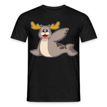 Renne phoque - T-shirt homme - noir - Devant - AI Model Male 178 light (178cm)