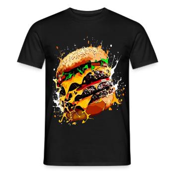 Triple Cheeseburger XXL Burger Art - Men's T-Shirt - black - Front - AI Model Male 178 light (178cm)