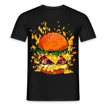 Extravaganter Cheeseburger mit Käse Splatter - Männer T-Shirt - Schwarz - Vorne - AI Model Male 178 light (178cm)
