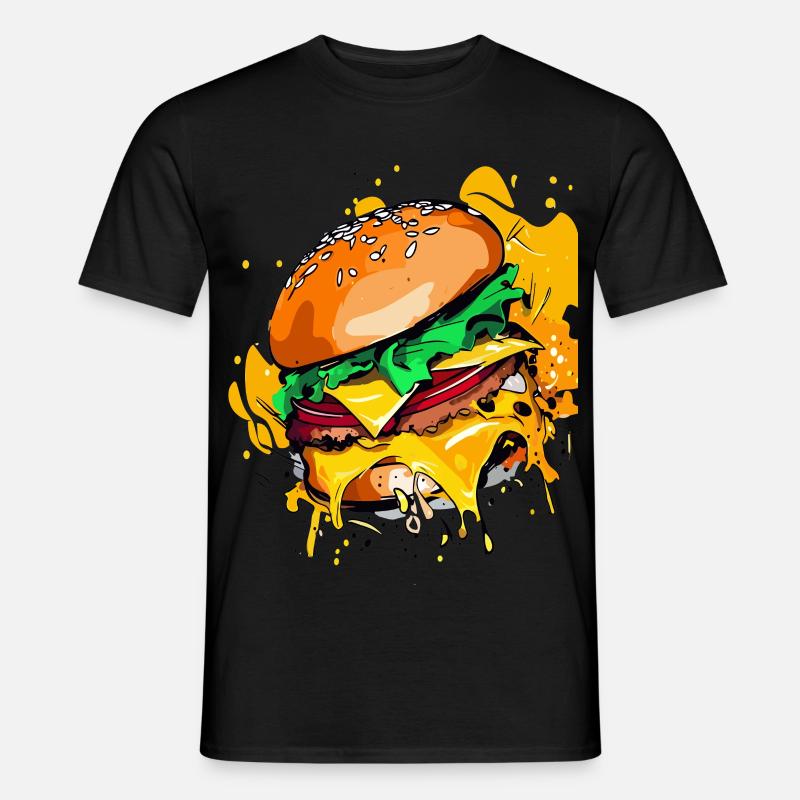 Extra Käse Burger Cheeseburge - Männer T-Shirt - Schwarz