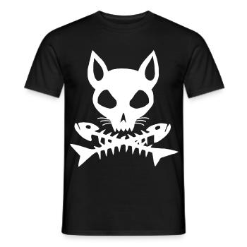 Weißer Katzenschädel - Männer T-Shirt - Schwarz - Vorne - AI Model Male 178 light (178cm)