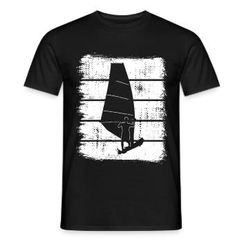 Croquis de planche à voile - T-shirt homme - noir - Devant - AI Model Male 178 light (178cm)