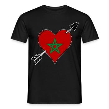 Le drapeau marocain coeur amoureux - T-shirt homme - noir - Devant - AI Model Male 178 light (178cm)