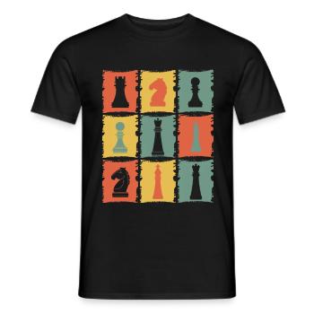 Schachfiguren Retro - Männer T-Shirt - Schwarz - Vorne - AI Model Male 178 light (178cm)