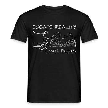Entflieh der Realität mit Büchern Bücherwurm Zitat - Männer T-Shirt - Schwarz - Vorne - AI Model Male 178 light (178cm)