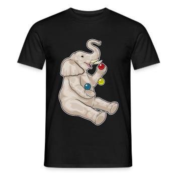 Elephant juggler juggling - Men's T-Shirt - black - Front - AI Model Male 178 light (178cm)