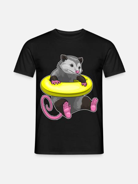 Beutelratte Schwimmen Schwimmring Sommer - Männer T-Shirt - Schwarz