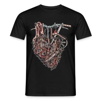 Two-wheeler mechanic machines heart - Men's T-Shirt - black - Front - AI Model Male 178 light (178cm)