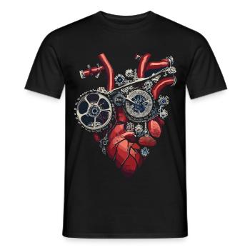 Two-wheeler mechanic machines heart - Men's T-Shirt - black - Front - AI Model Male 178 light (178cm)