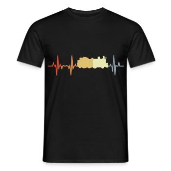 Vintage locomotive heart palpitations - Men's T-Shirt - black - Front - AI Model Male 178 light (178cm)