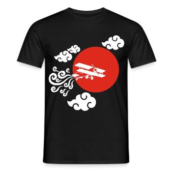 White Airplane and Red Sun - Men's T-Shirt - black - Front - AI Model Male 178 light (178cm)