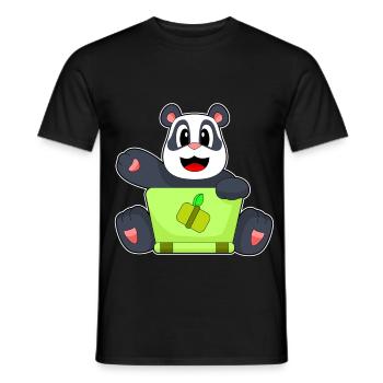 Panda Laptop - T-shirt homme - noir - Devant - AI Model Male 178 light (178cm)