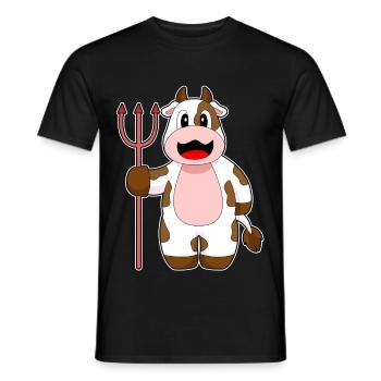 Vache Halloween Devil Trident - T-shirt homme - noir - Devant - AI Model Male 178 light (178cm)