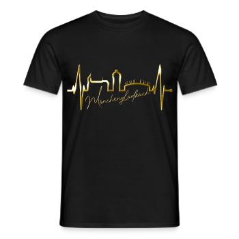 Mönchengladbach Skyline Heartbeat Fan I Love MG - Men's T-Shirt - black - Front - AI Model Male 178 light (178cm)