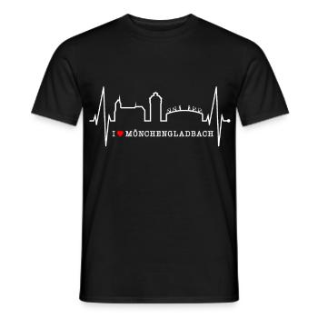 Mönchengladbach Skyline Heartbeat Fan I Love MG - Men's T-Shirt - black - Front - AI Model Male 178 light (178cm)