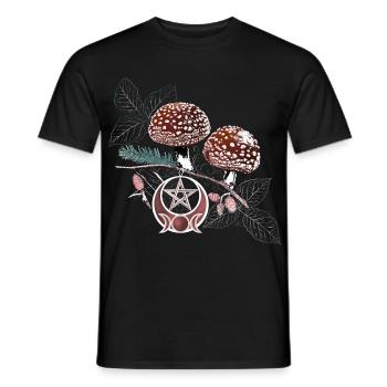 Toadstool Wicca Symbol Natural Magic Autumn - Men's T-Shirt - black - Front - AI Model Male 178 light (178cm)